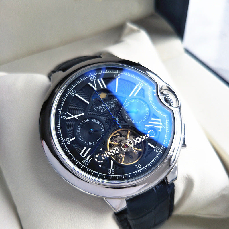 Man'S Watch Fashion Trend Belt Blue Light Watch Man'S Multi-Function Automatic Mechanical Watch Man'S Watch